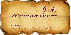 Günszberger Ametiszt névjegykártya